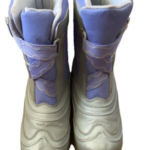 L.L. Bean Purple Gray Snow Winter Pull On Boots Shoes Kids Size 2—251947